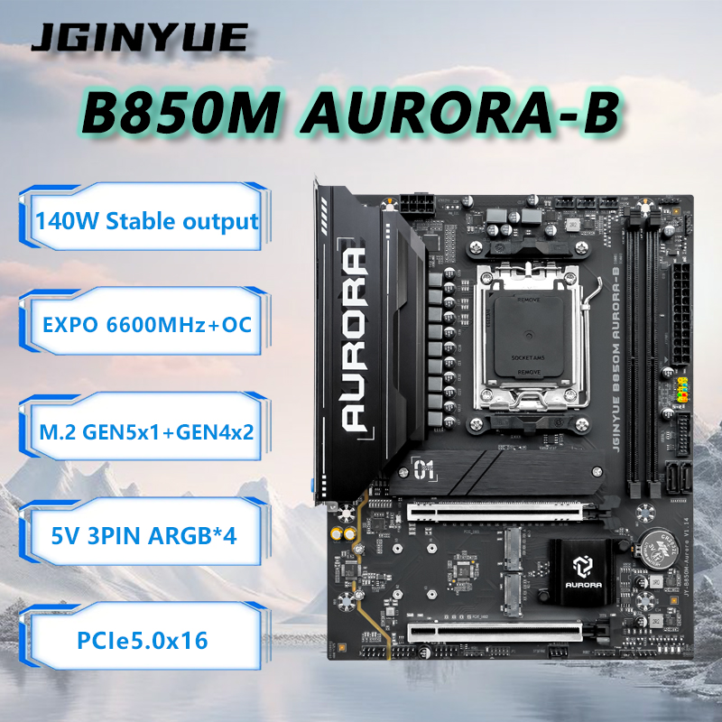 JGINYUE B850M AURORA-B اللوحة  - مراجعة Am5 Micro Atx Pcie 5.0 Motherboard وسعره