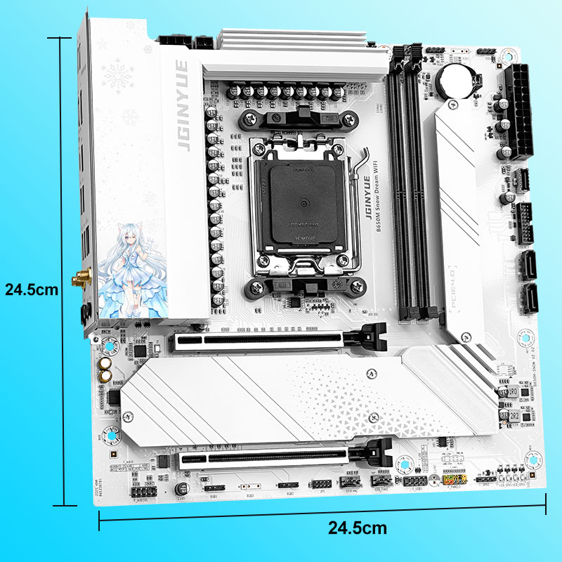 JGINYUE B650M سنو دريم واي فاي - مراجعة Am5 Micro Atx Pcie 5.0 Motherboard وسعره